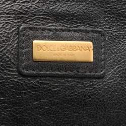 Pre Owned Dolce & Gabbana Black Leather and Raffia Miss Sicily Top Handle Bag