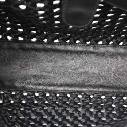 Pre Owned Dolce & Gabbana Black Leather and Raffia Miss Sicily Top Handle Bag