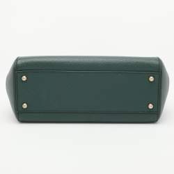 Pre Owned Dolce & Gabbana Green Leather Medium Miss Sicily Top Handle Bag