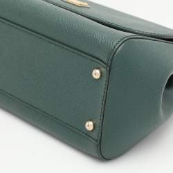 Pre Owned Dolce & Gabbana Green Leather Medium Miss Sicily Top Handle Bag