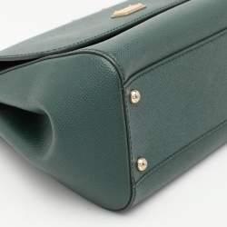 Pre Owned Dolce & Gabbana Green Leather Medium Miss Sicily Top Handle Bag