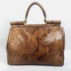 Dolce & Gabbana Sicily Python Leather Handbag