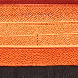 Pre Owned Dolce & Gabbana Orange Leather Zip Around Wallet