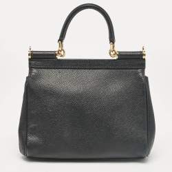 Pre Owned Dolce & Gabbana Black Leather Small Miss Sicily Top Handle Bag