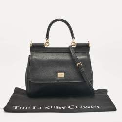 Pre Owned Dolce & Gabbana Black Leather Small Miss Sicily Top Handle Bag