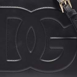 Pre Owned Dolce & Gabbana Black Leather Mini DG Daily Tote