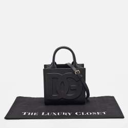 Pre Owned Dolce & Gabbana Black Leather Mini DG Daily Tote