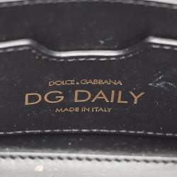Pre Owned Dolce & Gabbana Black Leather Mini DG Daily Tote