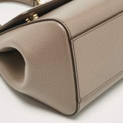 Pre Owned Dolce & Gabbana Grey Leather Small Miss Sicily Top Handle Bag