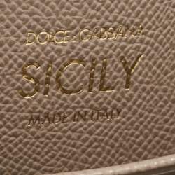 Pre Owned Dolce & Gabbana Grey Leather Small Miss Sicily Top Handle Bag
