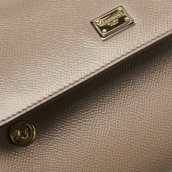 Pre Owned Dolce & Gabbana Grey Leather Small Miss Sicily Top Handle Bag