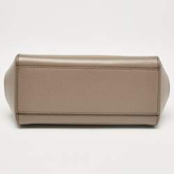Pre Owned Dolce & Gabbana Grey Leather Small Miss Sicily Top Handle Bag
