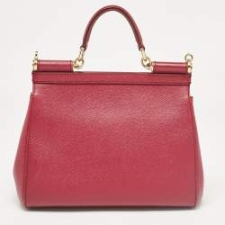 Dolce & Gabbana Fuchsia Leather Medium Miss Sicily Top Handle Bag