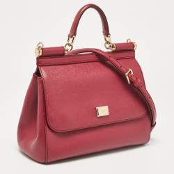 Dolce & Gabbana Fuchsia Leather Medium Miss Sicily Top Handle Bag