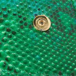 Pre Owned Dolce & Gabbana Green Python Medium Miss Sicily Top Handle Bag