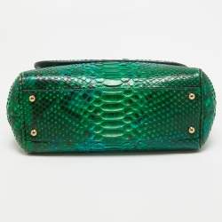 Pre Owned Dolce & Gabbana Green Python Medium Miss Sicily Top Handle Bag