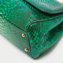 Pre Owned Dolce & Gabbana Green Python Medium Miss Sicily Top Handle Bag