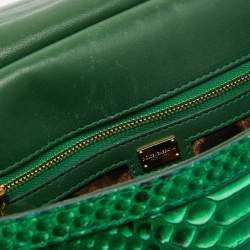 Pre Owned Dolce & Gabbana Green Python Medium Miss Sicily Top Handle Bag