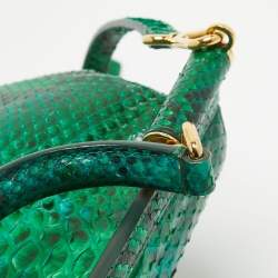 Pre Owned Dolce & Gabbana Green Python Medium Miss Sicily Top Handle Bag