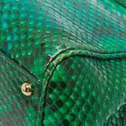 Pre Owned Dolce & Gabbana Green Python Medium Miss Sicily Top Handle Bag