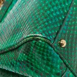 Pre Owned Dolce & Gabbana Green Python Medium Miss Sicily Top Handle Bag