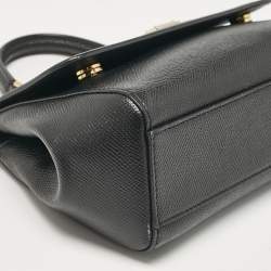 Pre Owned Dolce & Gabbana Black Leather Small Miss Sicily Top Handle Bag