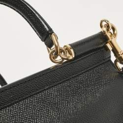 Pre Owned Dolce & Gabbana Black Leather Small Miss Sicily Top Handle Bag