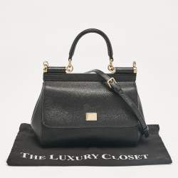 Pre Owned Dolce & Gabbana Black Leather Small Miss Sicily Top Handle Bag