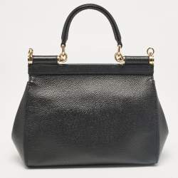 Pre Owned Dolce & Gabbana Black Leather Small Miss Sicily Top Handle Bag