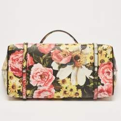 Pre Owned Dolce & Gabbana Multicolor Floral Print Leather Miss Escape Tote
