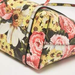 Pre Owned Dolce & Gabbana Multicolor Floral Print Leather Miss Escape Tote