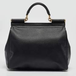 Pre Owned Dolce & Gabbana Black Leather Large Miss Sicily Top Handle Bag