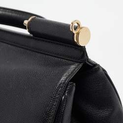 Pre Owned Dolce & Gabbana Black Leather Large Miss Sicily Top Handle Bag