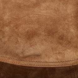 Pre Owned Dolce & Gabbana Brown Suede Flap Top Handle Bag