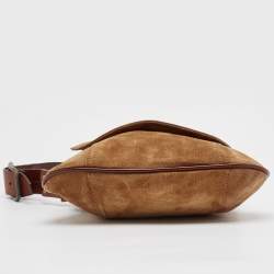 Pre Owned Dolce & Gabbana Brown Suede Flap Top Handle Bag