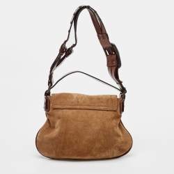 Pre Owned Dolce & Gabbana Brown Suede Flap Top Handle Bag