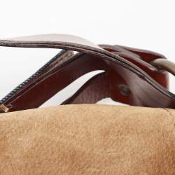 Pre Owned Dolce & Gabbana Brown Suede Flap Top Handle Bag