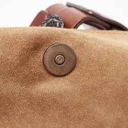 Pre Owned Dolce & Gabbana Brown Suede Flap Top Handle Bag