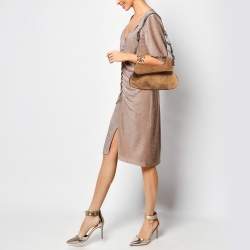 Pre Owned Dolce & Gabbana Brown Suede Flap Top Handle Bag