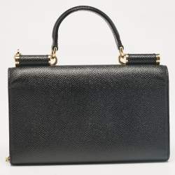 Pre Owned Dolce & Gabbana Black Leather Miss Sicily Von Wallet on Chain