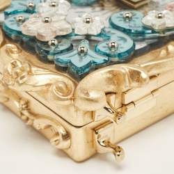 Dolce & Gabbana Gold  Acrylic Mirrored Baroque Dolce Box Bag