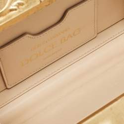 Dolce & Gabbana Gold  Acrylic Mirrored Baroque Dolce Box Bag