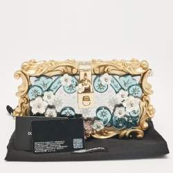 Dolce & Gabbana Gold  Acrylic Mirrored Baroque Dolce Box Bag