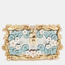 Dolce & Gabbana Gold  Acrylic Mirrored Baroque Dolce Box Bag