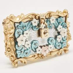 Dolce & Gabbana Gold  Acrylic Mirrored Baroque Dolce Box Bag