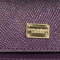 Pre Owned Dolce & Gabbana Purple Leather Medium Miss Sicily Top Handle Bag
