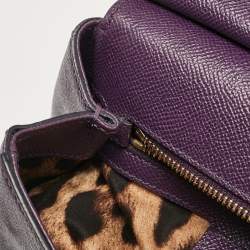 Pre Owned Dolce & Gabbana Purple Leather Medium Miss Sicily Top Handle Bag