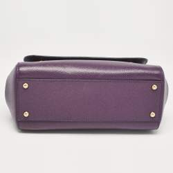 Pre Owned Dolce & Gabbana Purple Leather Medium Miss Sicily Top Handle Bag