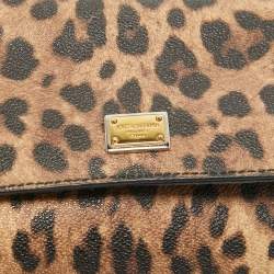 Pre Owned Dolce & Gabbana Black/Brown Leopard Print Coated Canvas and Leather Mini Miss Sicily Bag