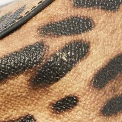 Pre Owned Dolce & Gabbana Black/Brown Leopard Print Coated Canvas and Leather Mini Miss Sicily Bag